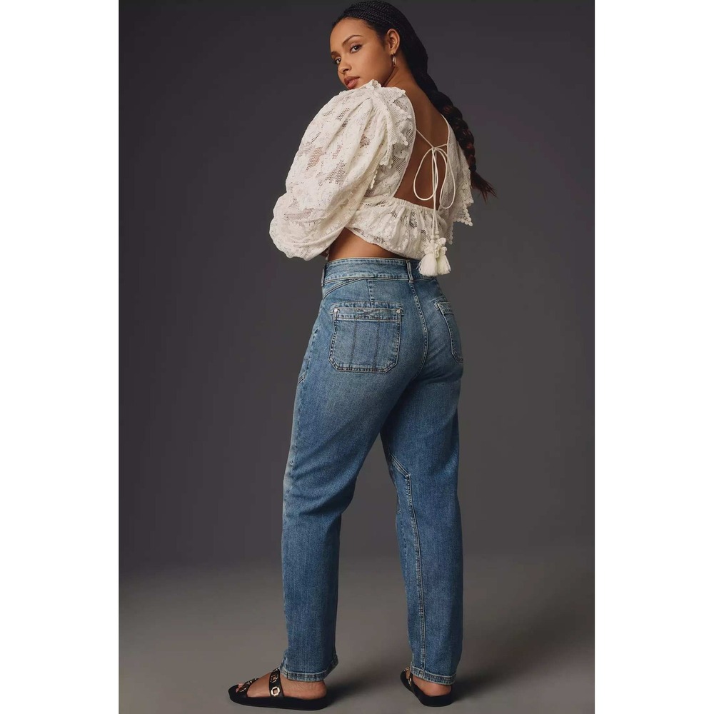 Pilcro Anthropologie Wanderer Mid-Rise Relaxed Jeans Blue Medium Wash Size 32 - Picture 4 of 10